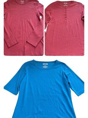 Duluth Trading T-Shirt Lot Womens S Basic 3/4 Sleeve Tunic Boat Neck Knit Shirt